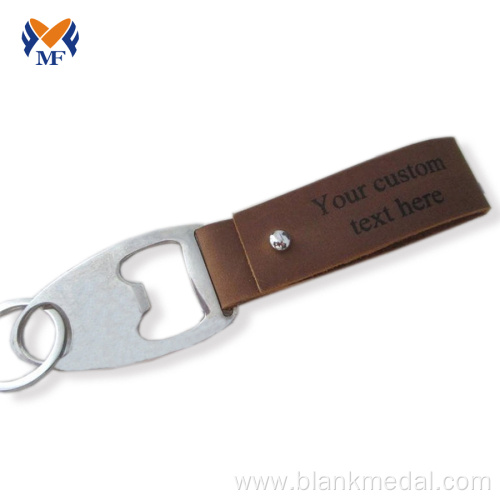 Personalized leather keychain bottle opener for mens